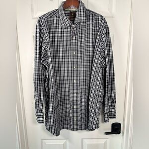 Tailorbyrd Black Plaid Button Up Collared Dress Shirt Size 2XL Men’s 100% Cotton